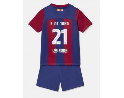 Barcelona Frenkie de Jong #21 Domaci Dres za Dječji 2023-24 Kratak Rukavima (+ kratke hlače)